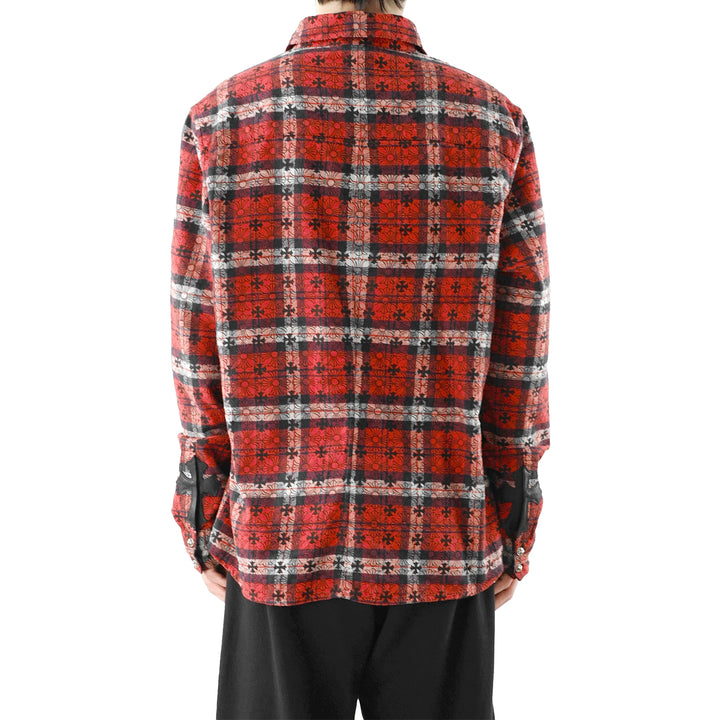 크롬하츠 루즈엔드 크로스 패치 코튼 플란넬 셔츠