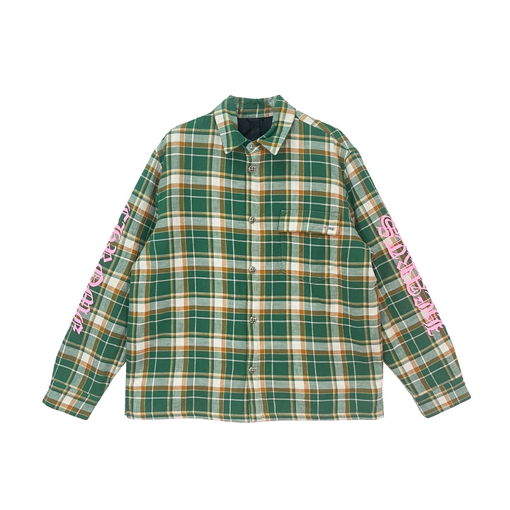 Chrome Hearts Quilted Padded Flannel Plaid Print Jacket