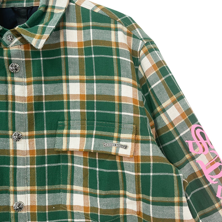 Chrome Hearts Quilted Padded Flannel Plaid Print Jacket