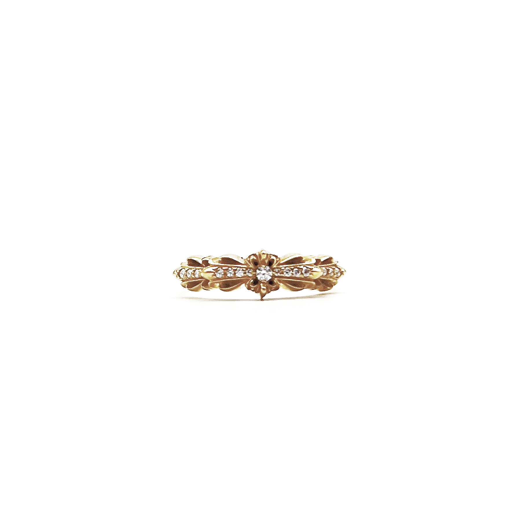 クロムハーツ 22K ゴールド ダイヤモンド フローラル クロス リング