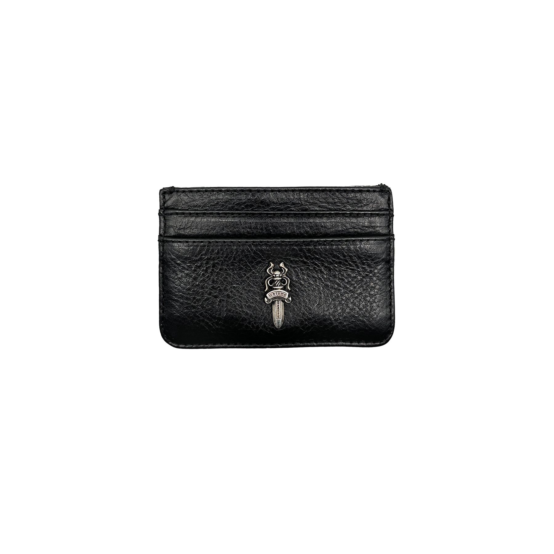 Chrome Hearts Silver Dagger Scroll Black Card Holder - SRM