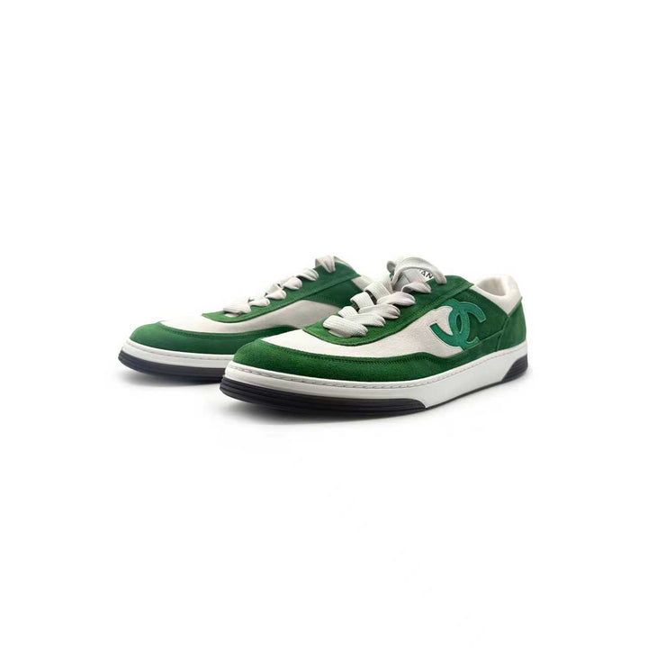 Chanel 23P Suede CC White&Green Low Top Sneakers