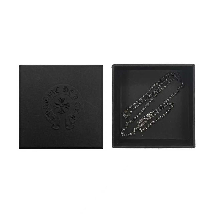 Chrome Hearts Silver Cross Ball Bead Chain Necklace