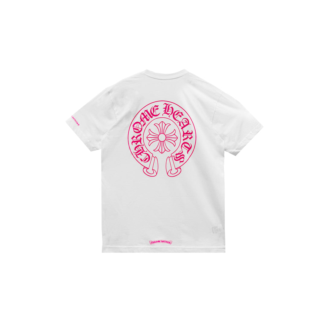 Chrome Hearts Pink Horseshoe Logo Short Sleeve T-Shirt Tee