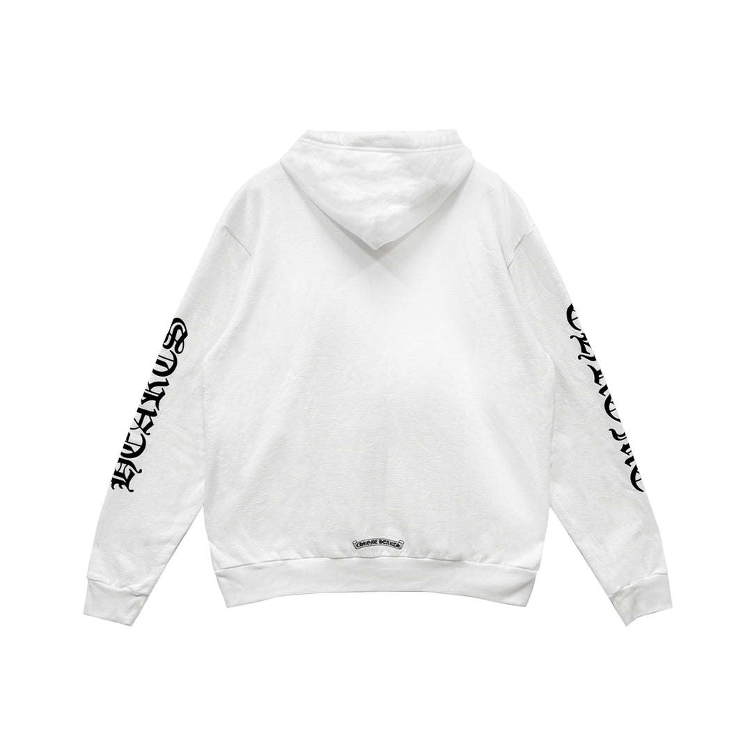 Chrome Hearts Vertical Logo White Pullover Hoodie