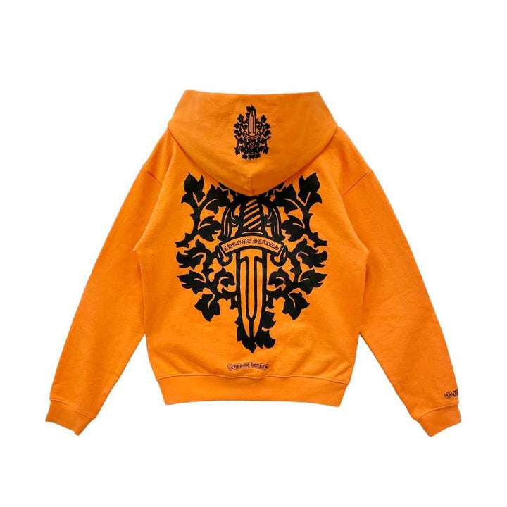 Chrome Hearts Vine Dagger Logo Orange Pullover Hoodie