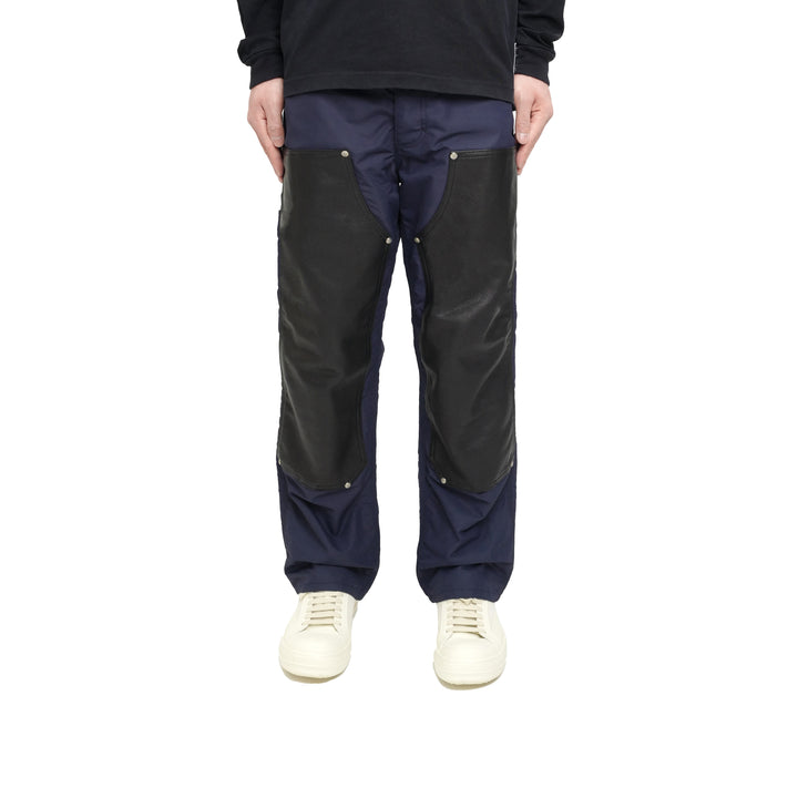 Chrome Hearts Navy Leather Double Knee Carpenter Pants