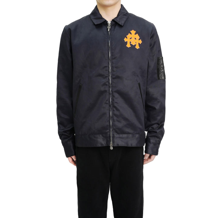 Chrome Hearts F&F Orange Triple Cross Nylon Navy Zip Up Jacket