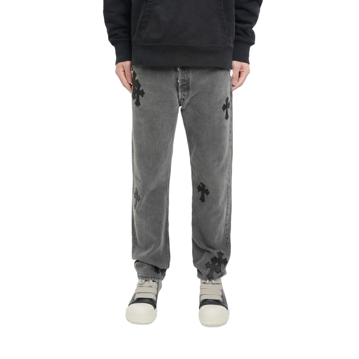 Chrome Hearts Levi's 501 Black Cross Patch Grey Jeans