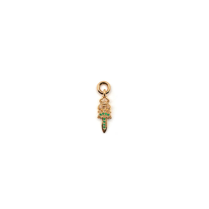 Chrome Hearts 22K Gold Emerald Dagger Charm Pendant