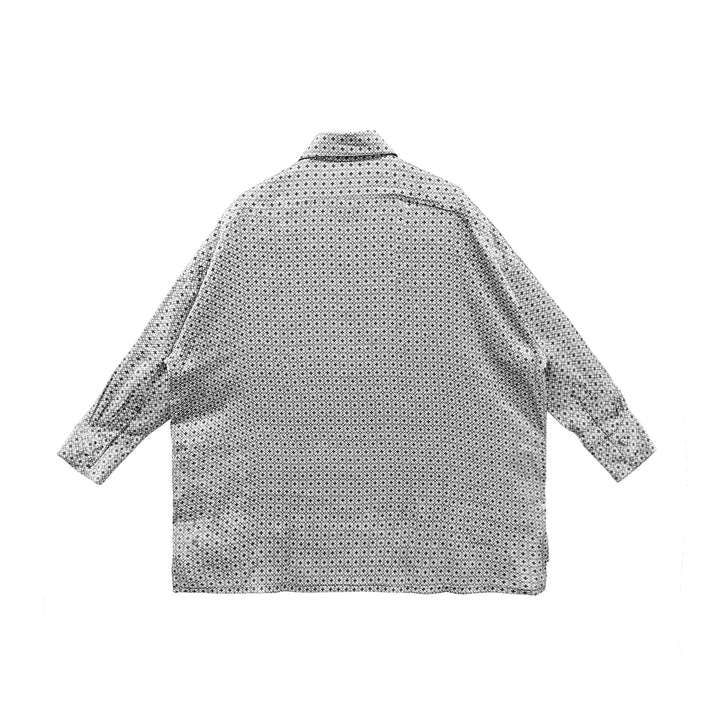 CHROME HEARTS (クロムハーツ) グレー トーナル モノグラム クロス パターン シルク バギー バットスリーブ シャツ