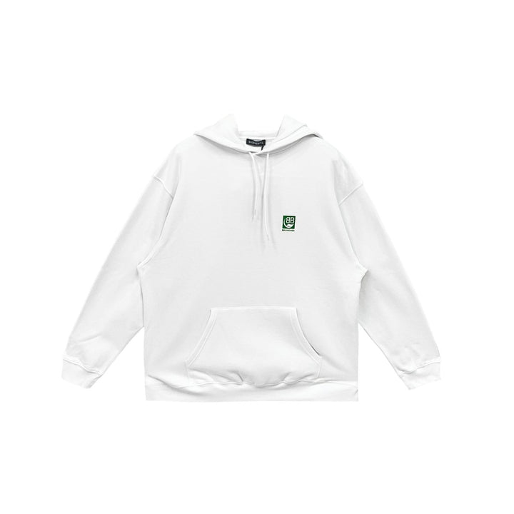 Balenciaga Green BB Print White Hoodie - SHENGLI ROAD MARKET