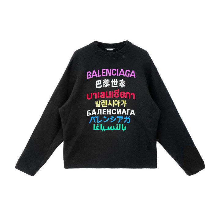 Balenciaga Large Fit Languages Logo Crewneck Sweater - SHENGLI ROAD MARKET