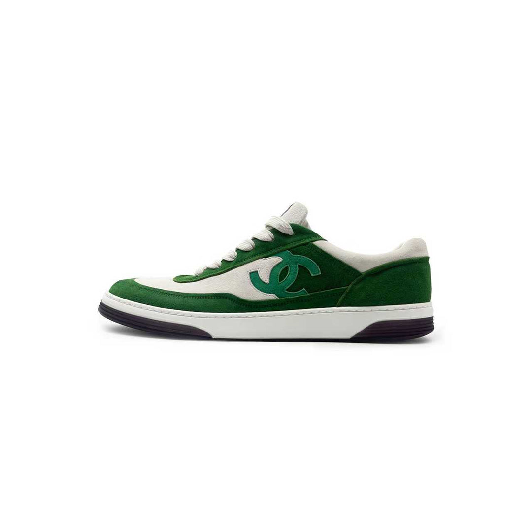 Chanel 23P Suede CC White&Green Low Top Sneakers