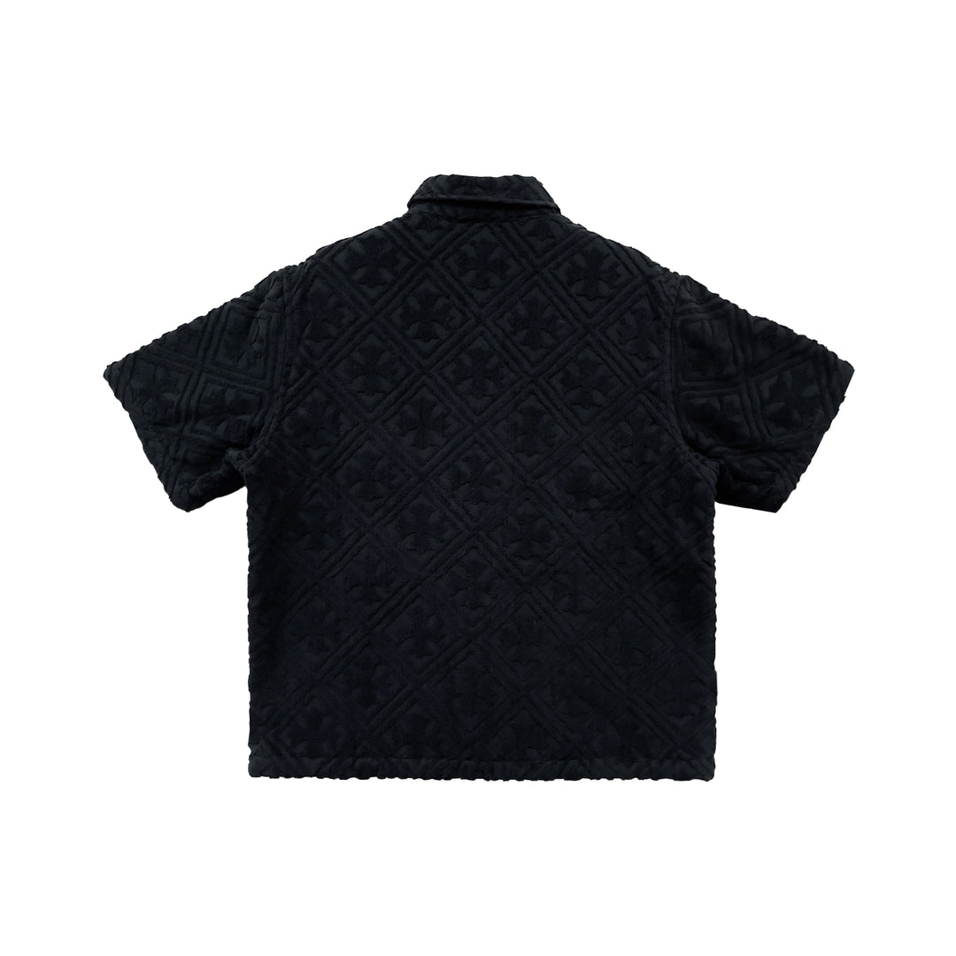 Chrome Hearts Black Terry Cloth Plus Monogram Short Sleeve Shirt