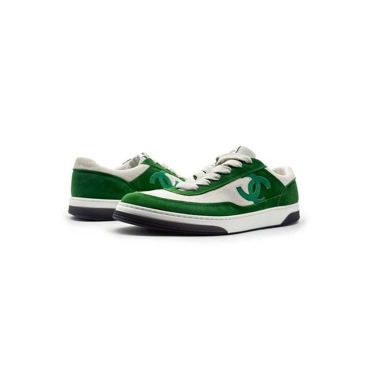 Chanel 23P Suede CC White&Green Low Top Sneakers