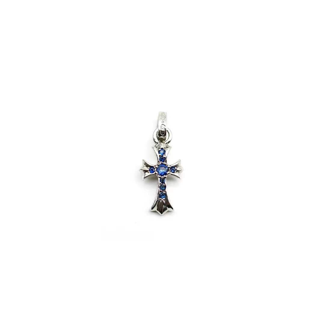 Chrome Hearts 18K W/G Blue Sapphire Babyfat Necklace Charm