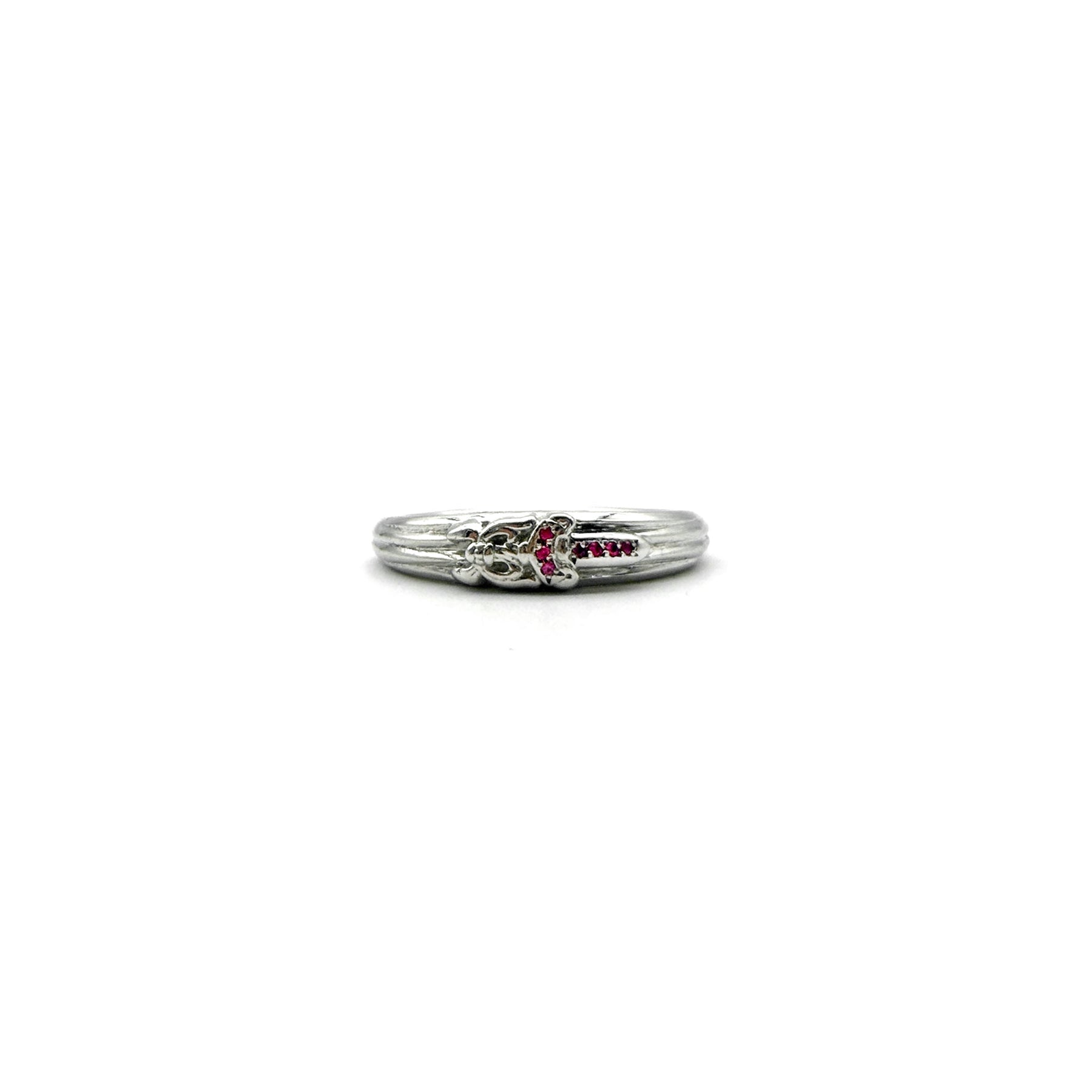 Chrome Hearts 18K White Gold Pink Saph Baby Dagger Ring - SRM