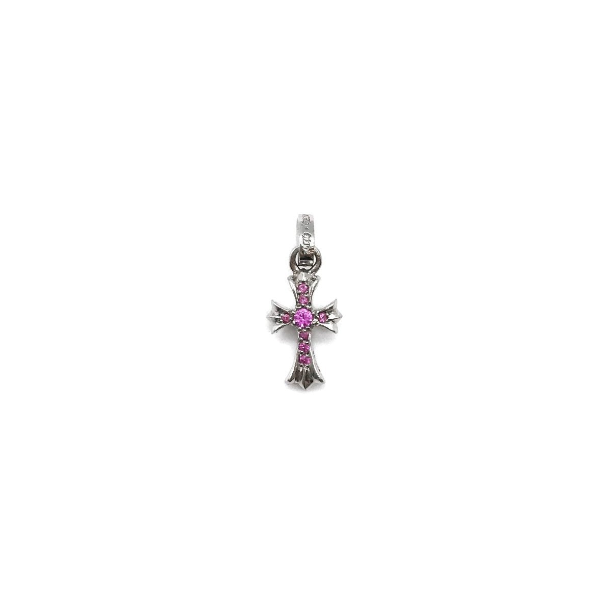 Chrome Hearts 18K White Gold Pink Saph Babyfat Cross Charm Chrome Hearts 18K White Gold Pink Saph Babyfat Cross Charm