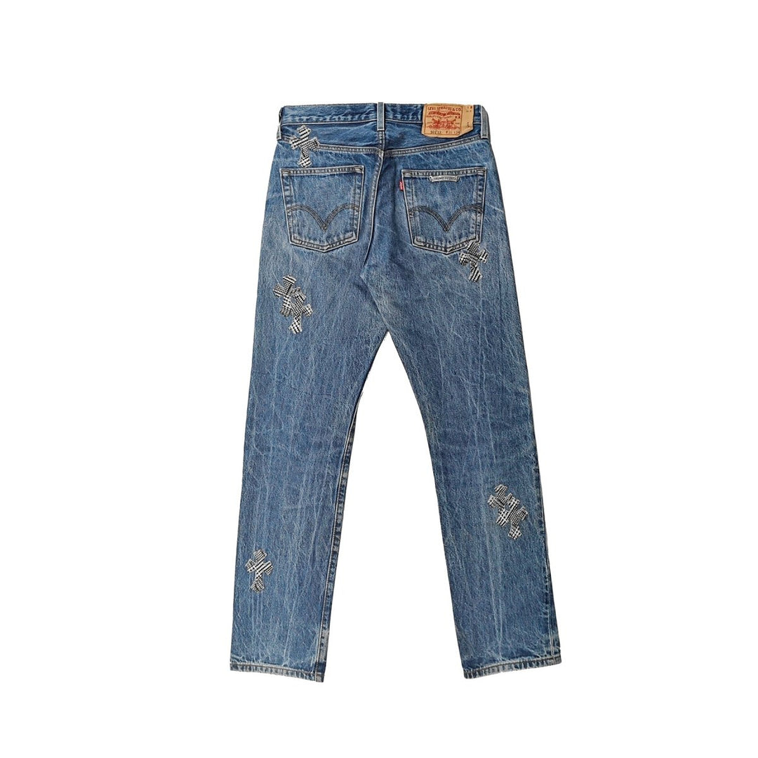 Chrome Hearts 1of1 Checkered Cross Patch Jeans - SHENGLI ROAD MARKET