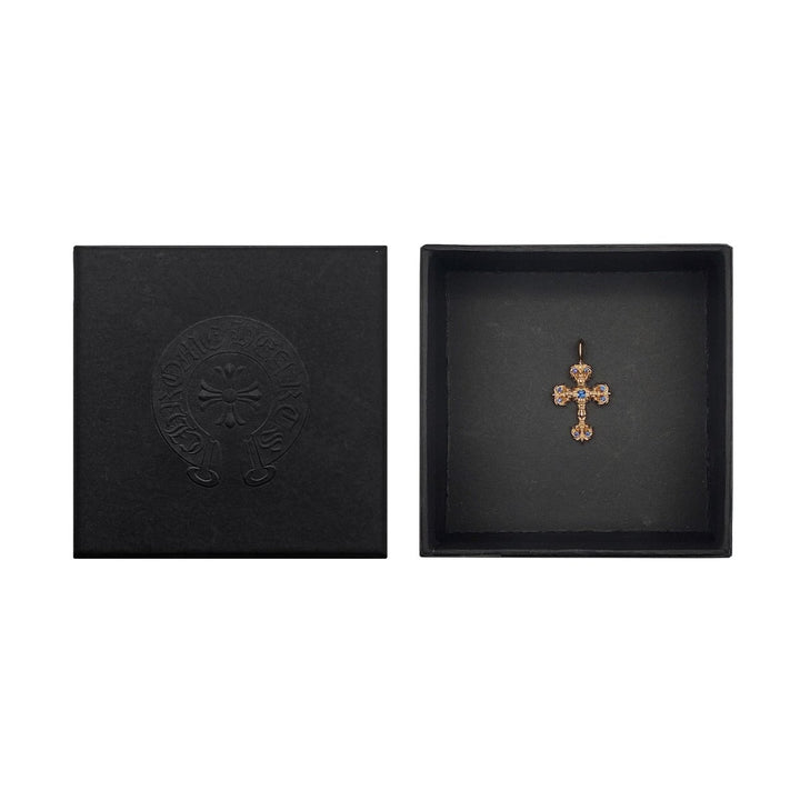 Chrome Hearts 22K Gold Blue Nine - Saph Filigree Cross Charm Pendant - SHENGLI ROAD MARKET