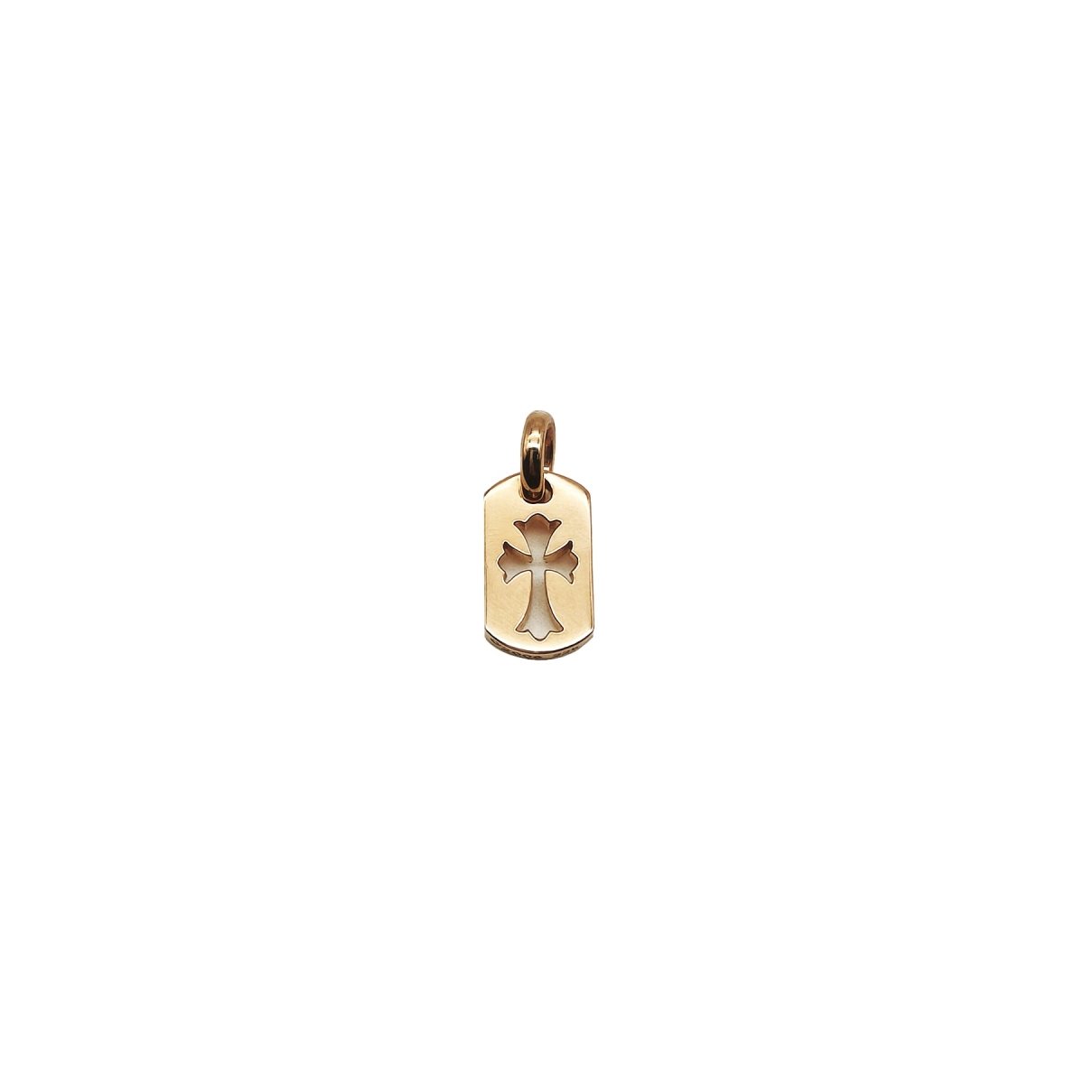 Chrome Hearts 22K Gold Cross Single Diamond Dogtag - SRM