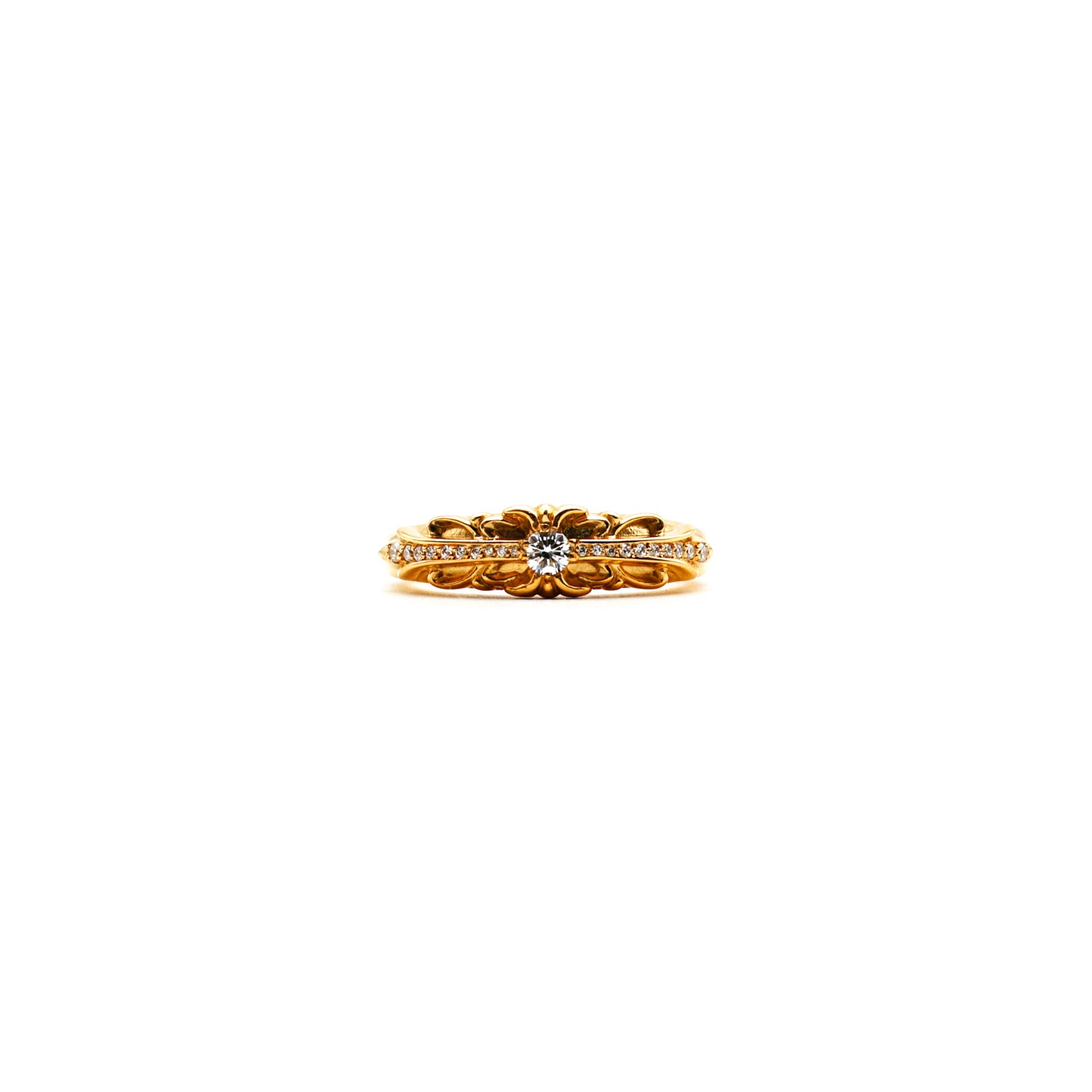 Chrome Hearts 22K Gold Diamonds Baby Floral Cross Ring – SHENGLI
