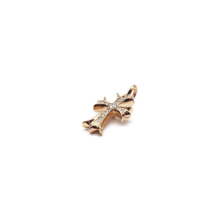 Chrome Hearts 22K Gold Diamonds Tiny Cross Charm Pendant - SHENGLI ROAD MARKET