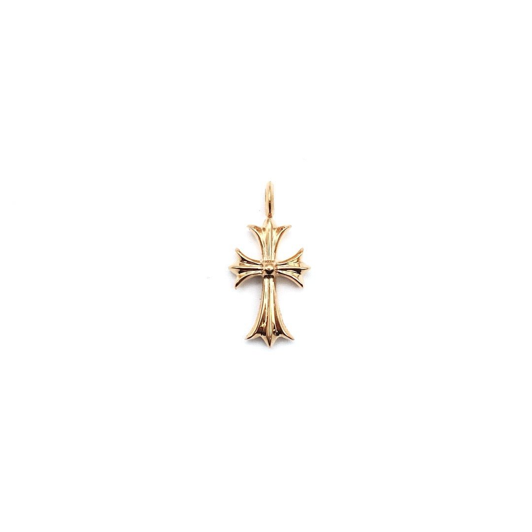 Chrome Hearts 22K Gold Diamonds Tiny Cross Charm Pendant - SHENGLI ROAD MARKET
