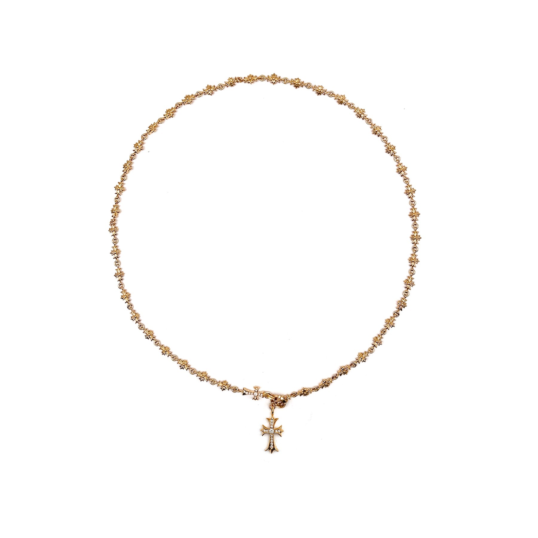 【ちゅん】 chrome hearts 22K TNY E CH PLS Chrome Hearts 22K Gold Diamonds Tiny E Chokechain Necklace