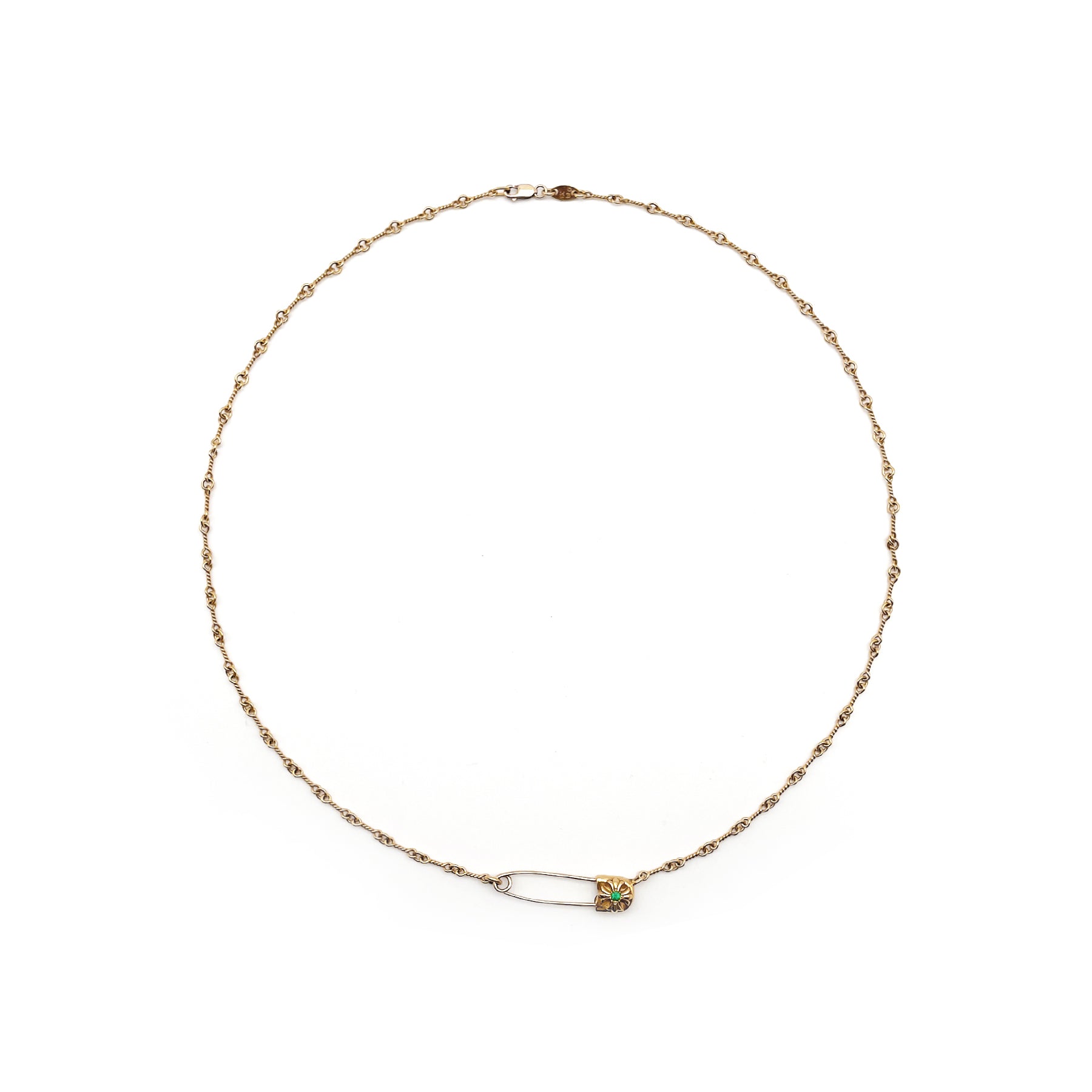 Chrome Hearts 22K Gold Emerald Pin Safety Necklace - SRM – SHENGLI