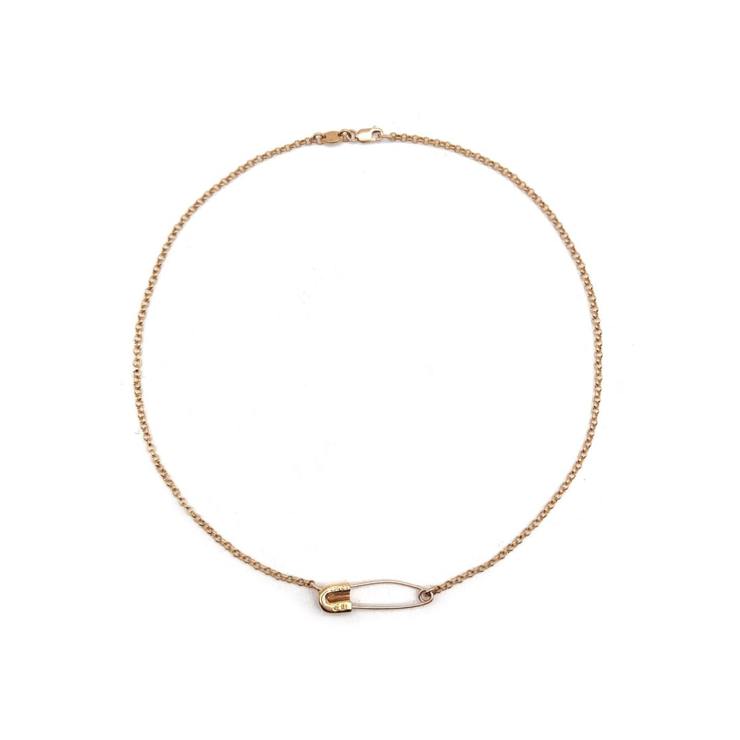 Chrome Hearts 22K Gold Emerald Safety Pin Roll Chain Necklace - SHENGLI ROAD MARKET