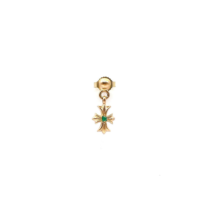 Chrome Hearts 22K Gold Emerald Tiny E Earring Drop - SHENGLI ROAD MARKET