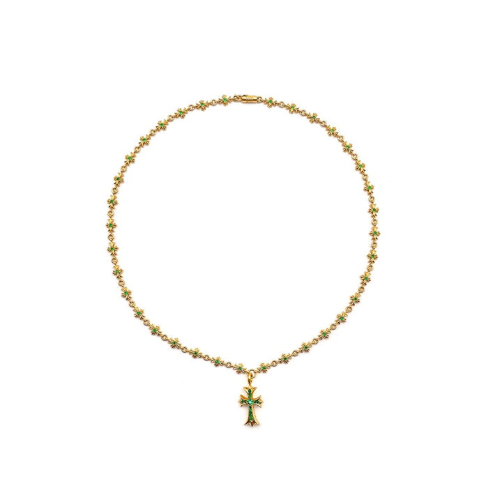 Chrome Hearts 22K Gold Emerald Tiny E Necklace - SHENGLI ROAD MARKET