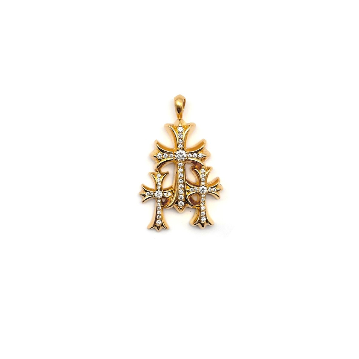 あしか。2点セット。CHROME HEARTS 22K CH PLS Chrome Hearts 22K Gold Triple Cross Diamonds Charm Pendant