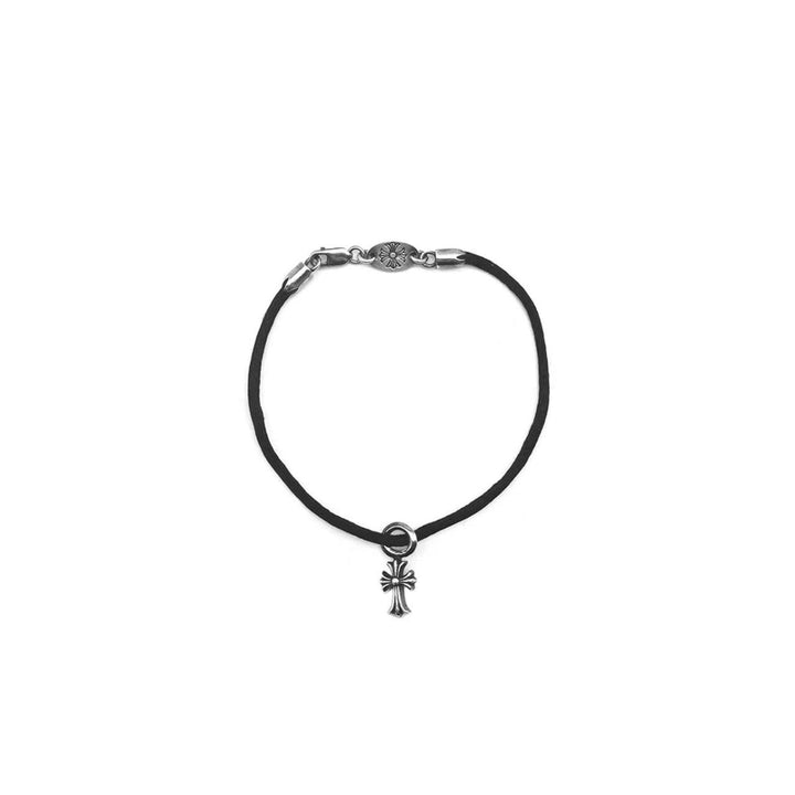 Chrome Hearts 925 Silver Cross Pendant Black Cord Bracelet - SHENGLI ROAD MARKET