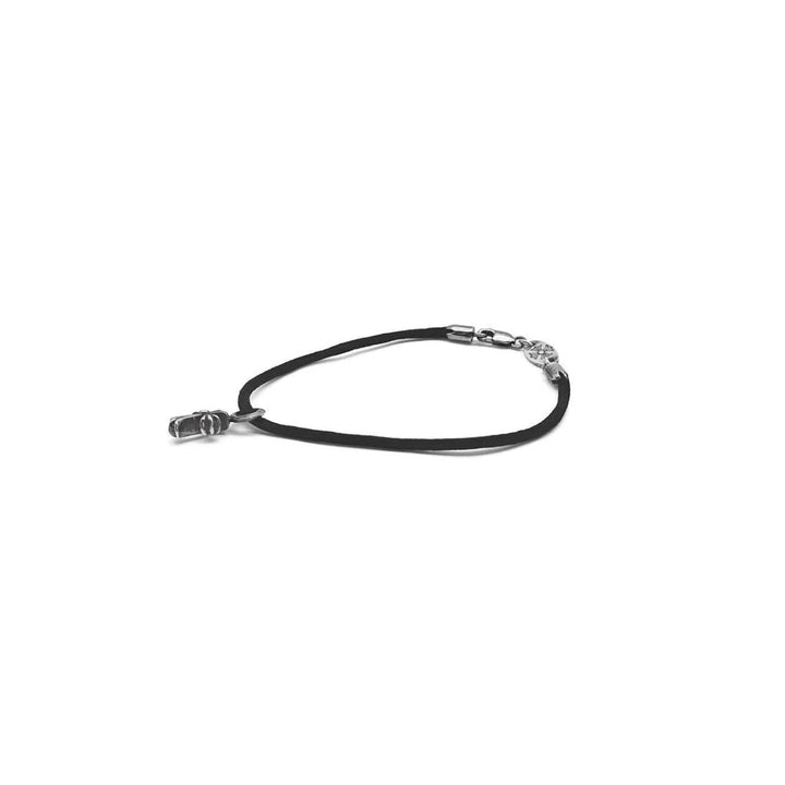 Chrome Hearts 925 Silver Cross Pendant Black Cord Bracelet - SHENGLI ROAD MARKET