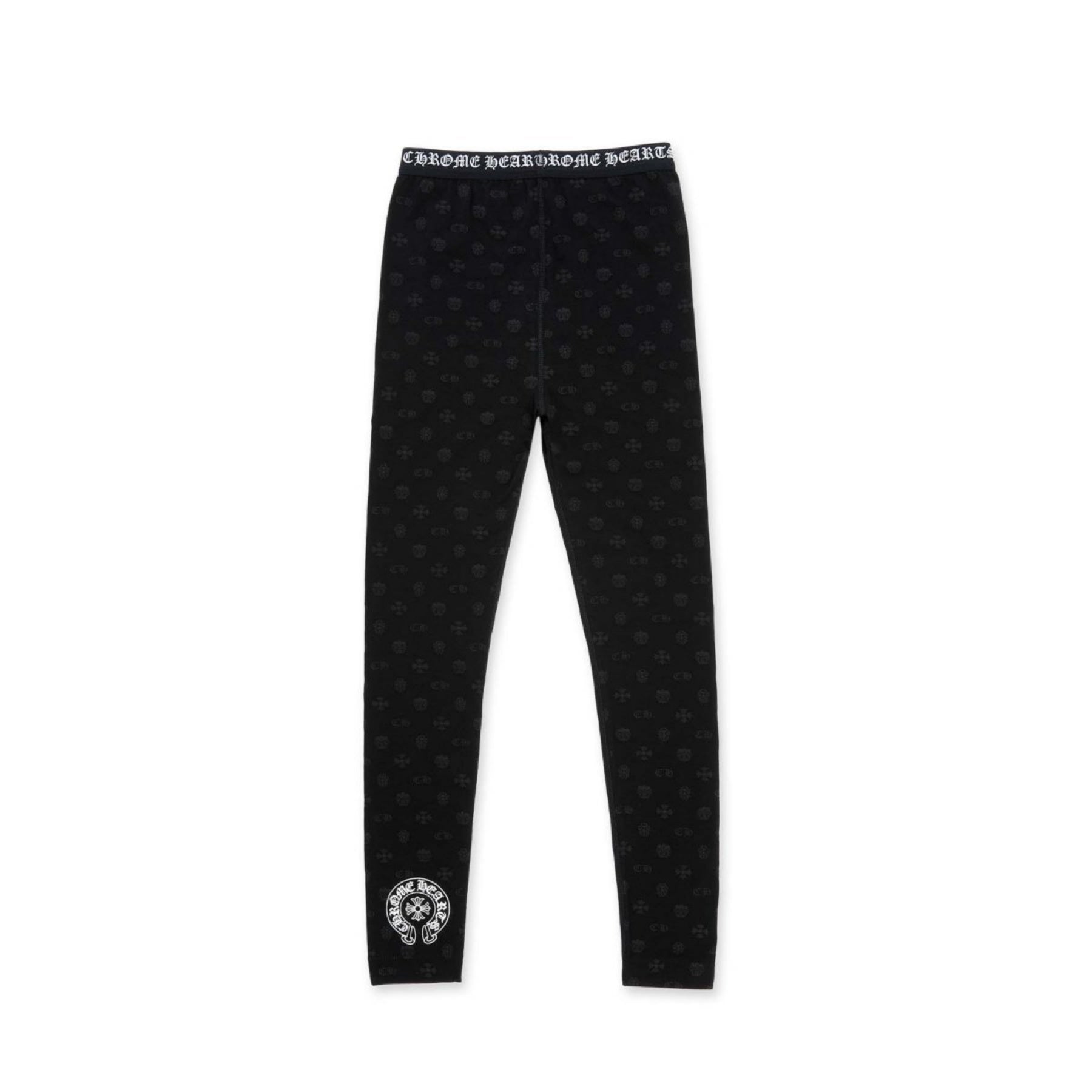 Chrome Hearts Black Cross Pattern Horseshoe Stretch Leggings - SRM