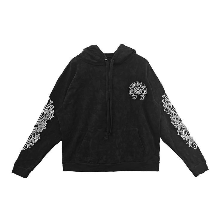 Chrome Hearts Black Tonal Monogram Scroll Horseshoe Logo Hoodie - SHENGLI ROAD MARKET