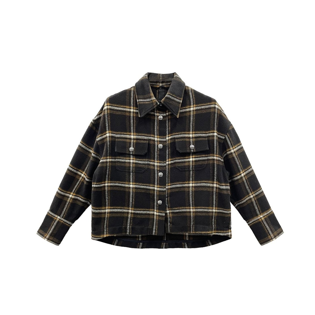 Chrome Hearts Black & Yellow Plaid Cropped Cargo Shirt - SHENGLI ROAD MARKET