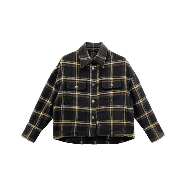 Chrome Hearts Black & Yellow Plaid Cropped Cargo Shirt - SHENGLI ROAD MARKET