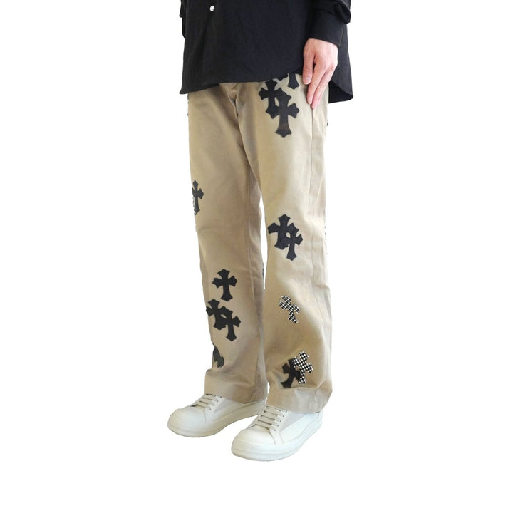 Chrome Hearts Black&Checkerboard Cross Patch Chino Pants - SHENGLI ROAD MARKET