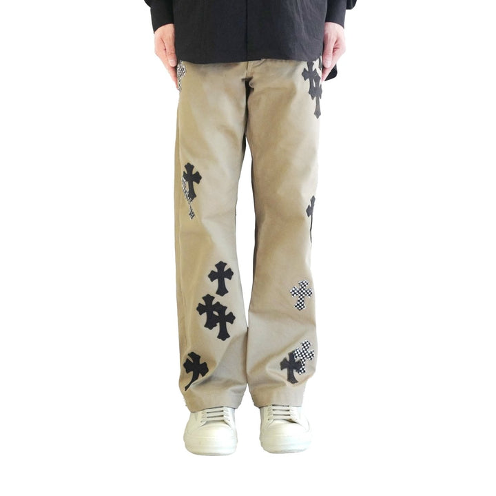 Chrome Hearts Black&Checkerboard Cross Patch Chino Pants - SHENGLI ROAD MARKET