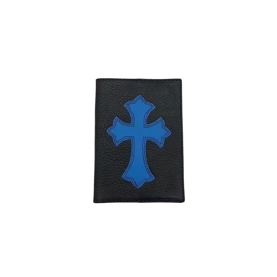 【Chrome Hearts】 Cross Patch passport holder【ランク:ＡＢ】 Chrome Hearts Blue Leather Cross Passport Holder - SRM