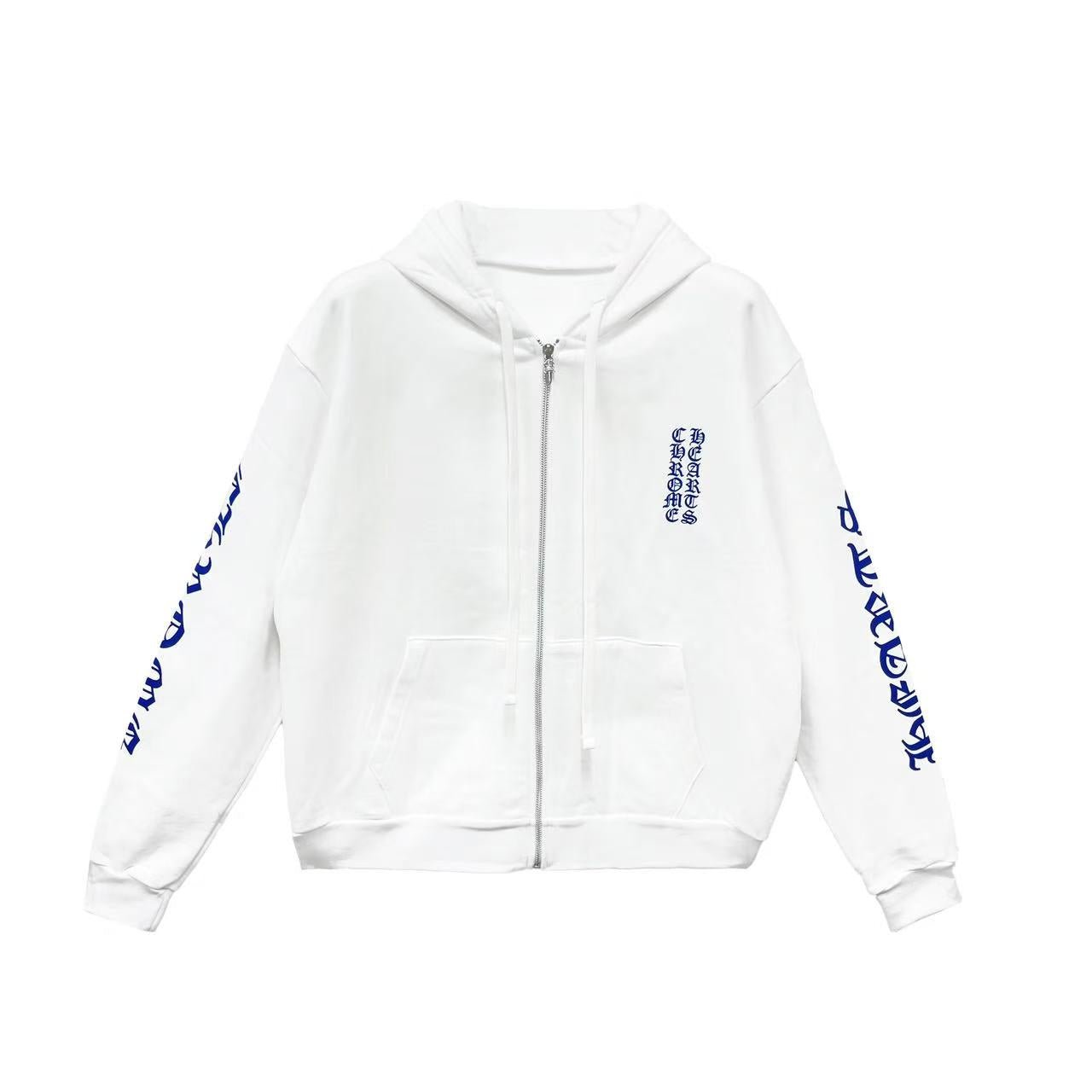 Chrome Hearts Blue Scroll White Zip Up Hoodie - SRM – SHENGLI ROAD