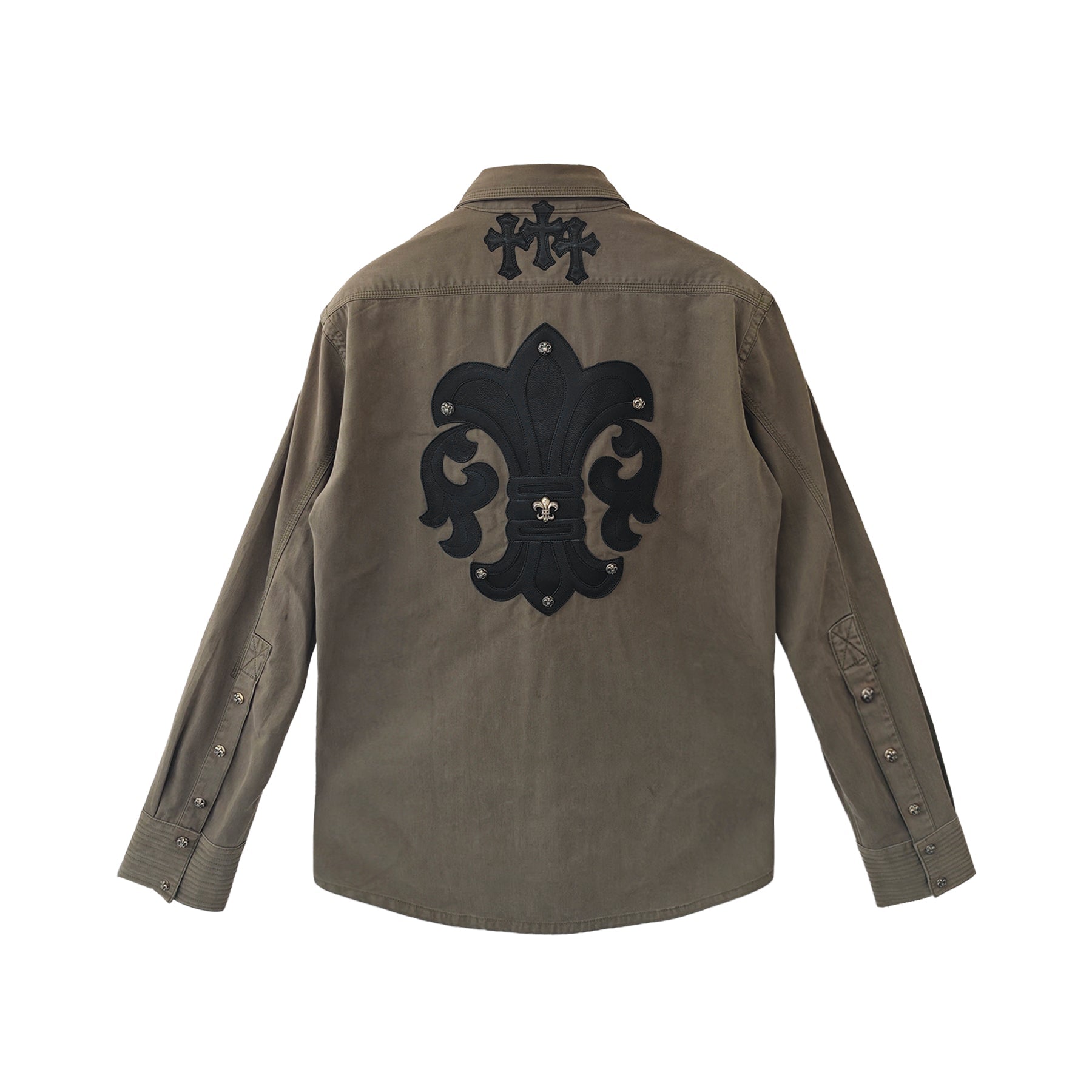 Chrome Hearts フルール・ド・リス ボタン Chrome Hearts フルールパッチ シルバーボタン ワークウェア