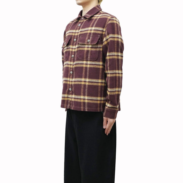 Chrome Hearts Burgundy Work Dog Flannel Shirt - SHENGLI ROAD MARKET