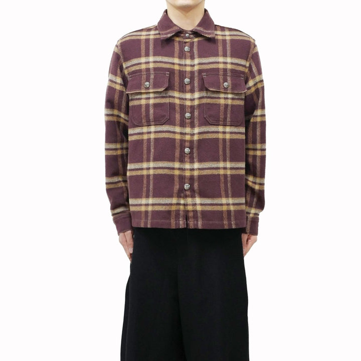 Chrome Hearts Burgundy Work Dog Flannel Shirt - SHENGLI ROAD MARKET