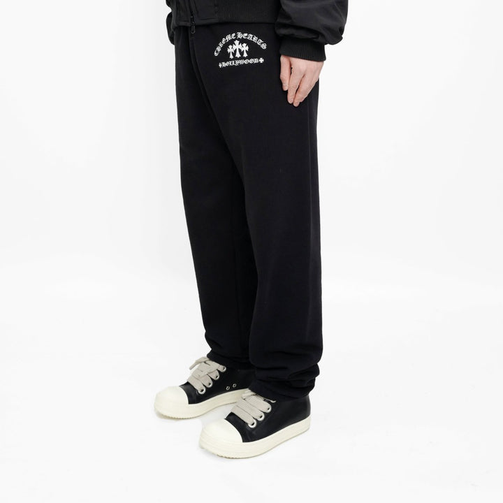 Chrome Hearts Cemetery Cross Embroidered Black Sweatpants - SHENGLI ROAD MARKET