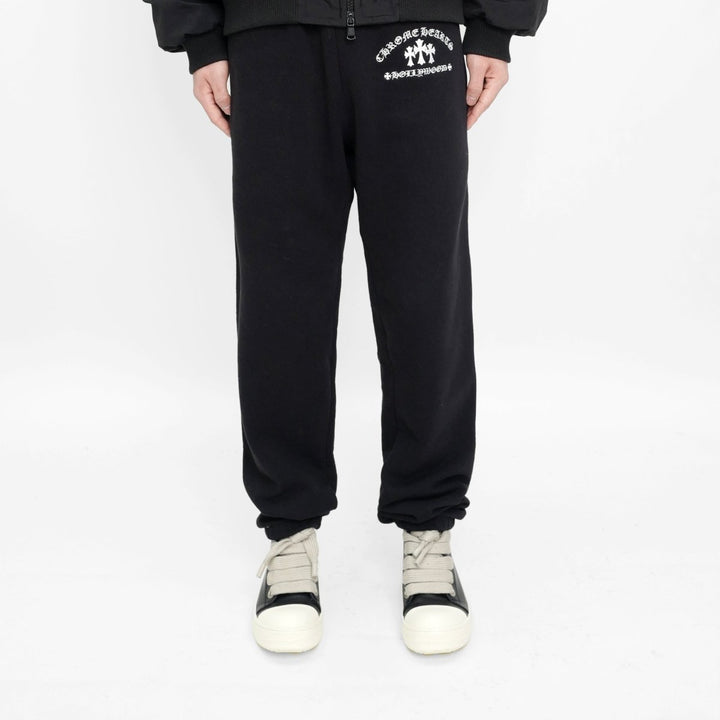 Chrome Hearts Cemetery Cross Embroidered Black Sweatpants - SHENGLI ROAD MARKET